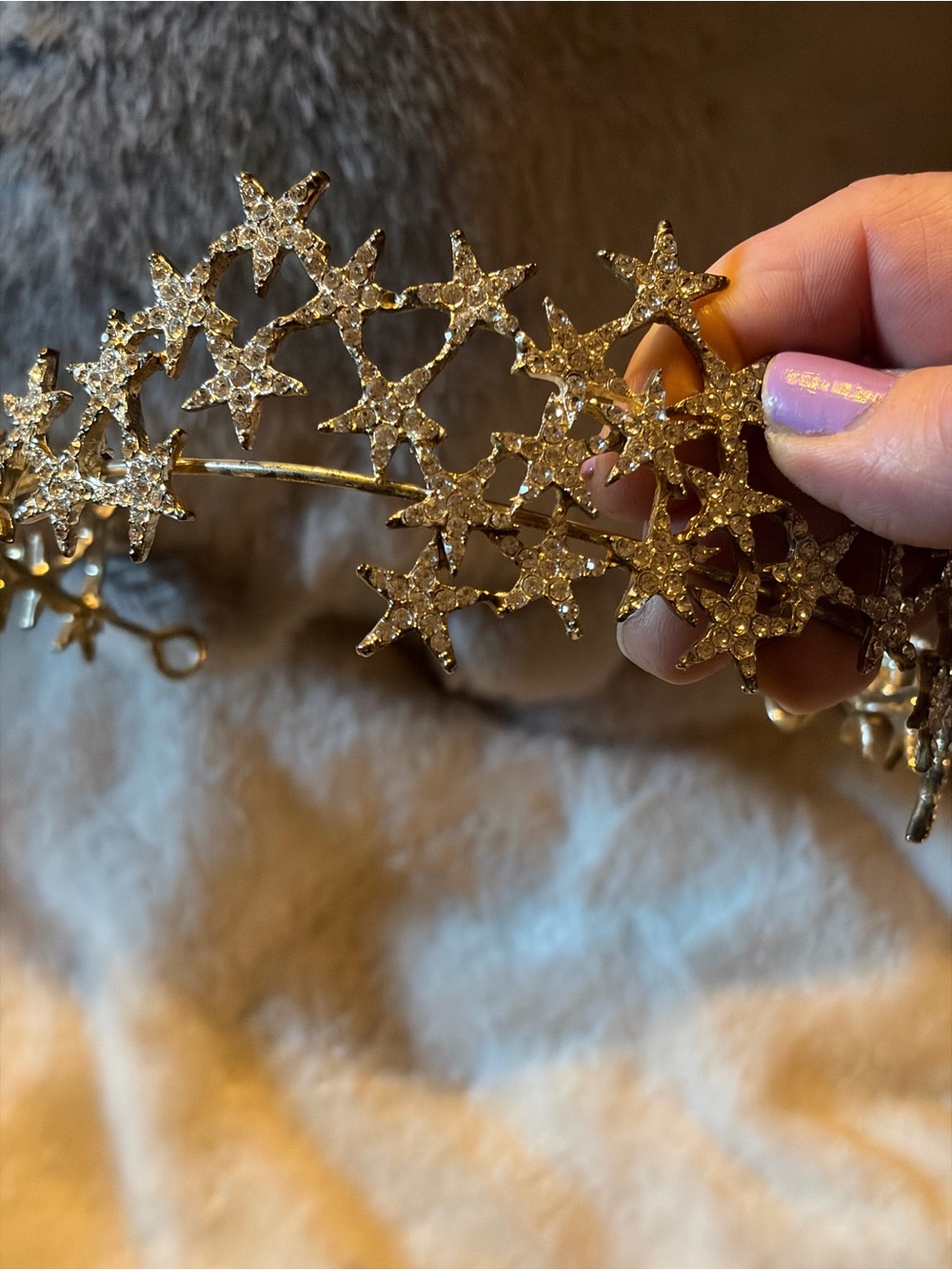 Rhinestone Starburst Tiara- Silver Tone